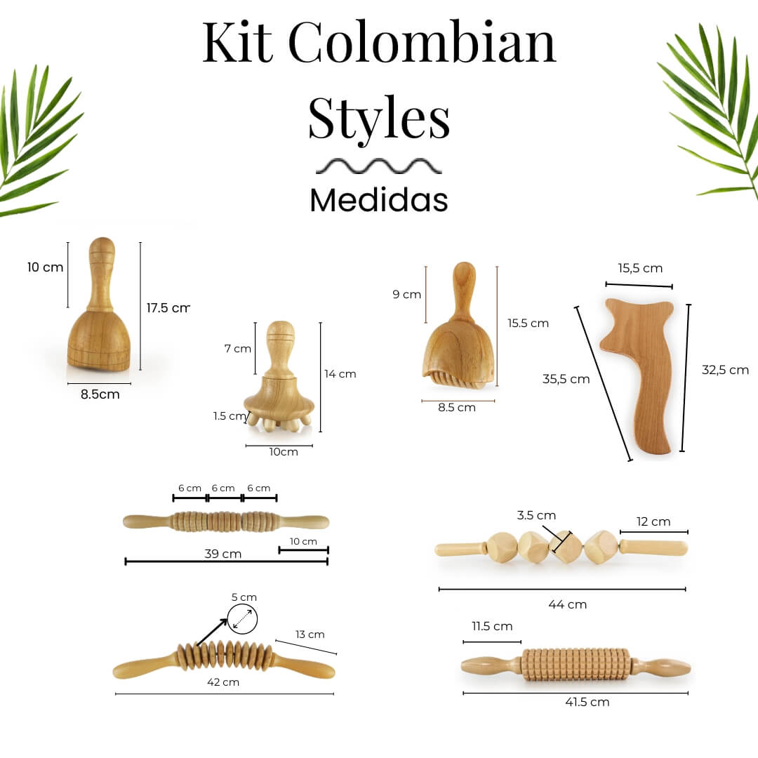 Kit colombian styles 8 elementos maderoterapiaonline medidas