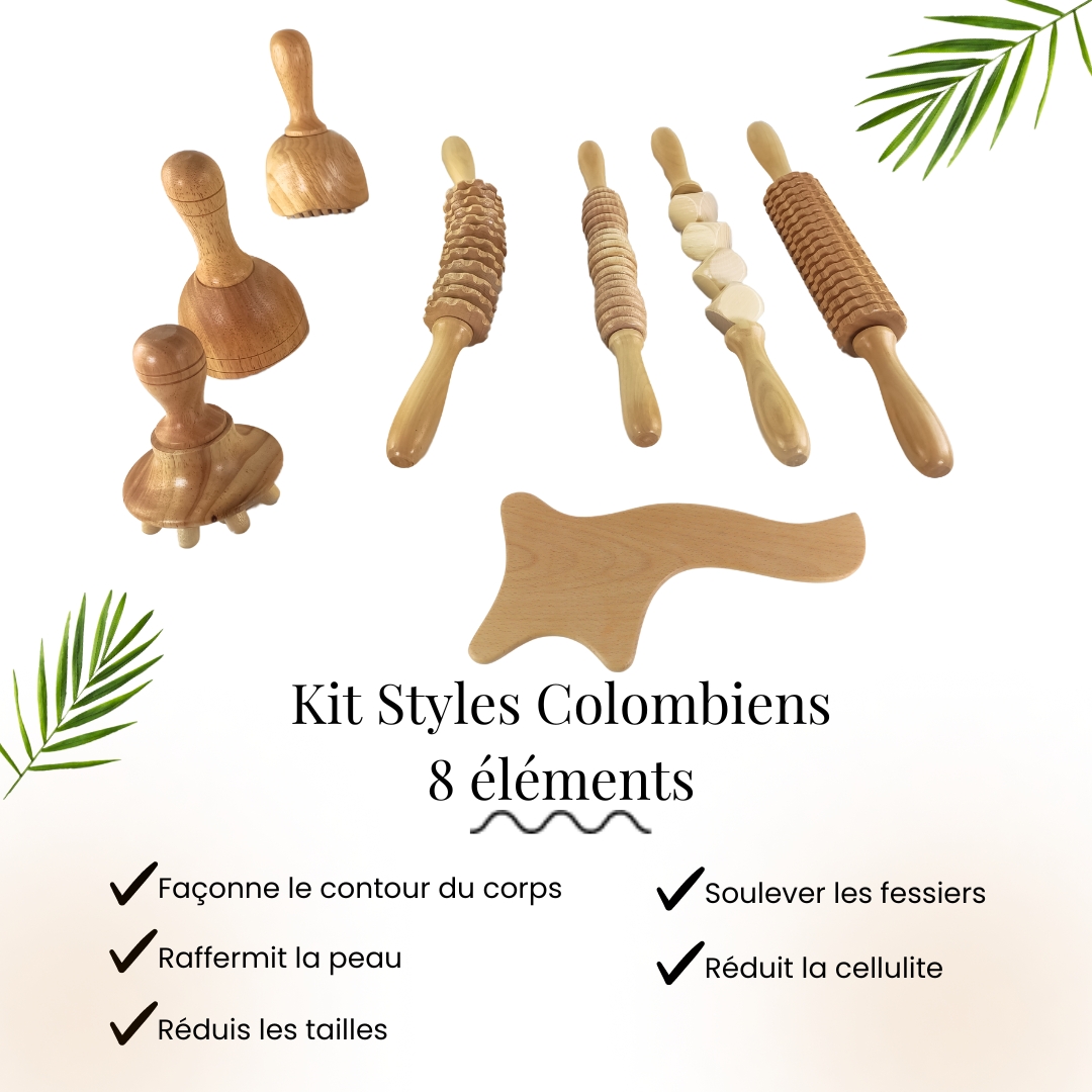 Kit colombian styles 8 elementos maderoterapiaonline beneficios 3