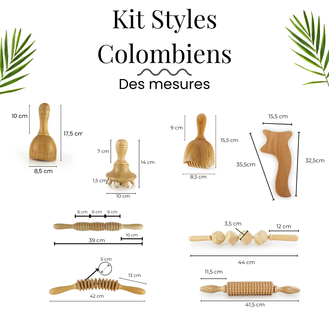 Kit colombian styles 8 elementos maderoterapiaonline medidas