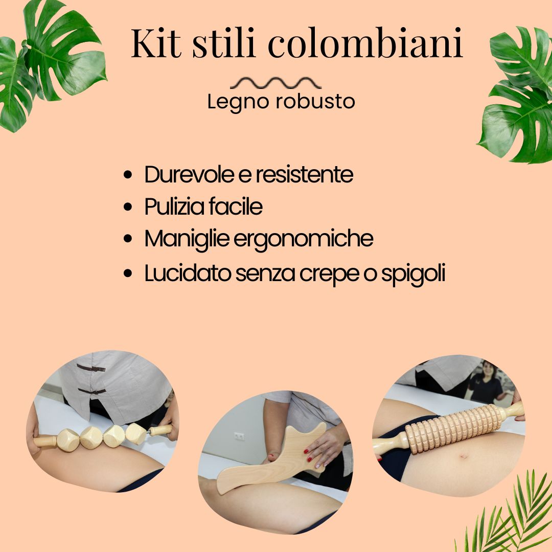 Kit colombian styles 8 elementos maderoterapiaonline caracteristicas